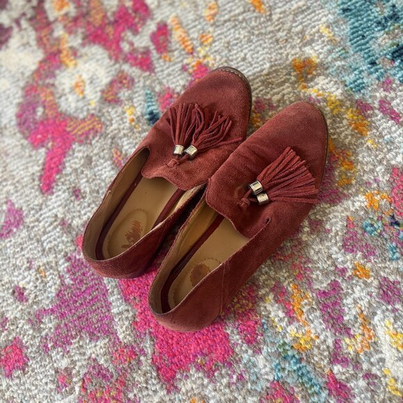 Franco Sarto • burnt red suede loafers - Picture 2 of 5